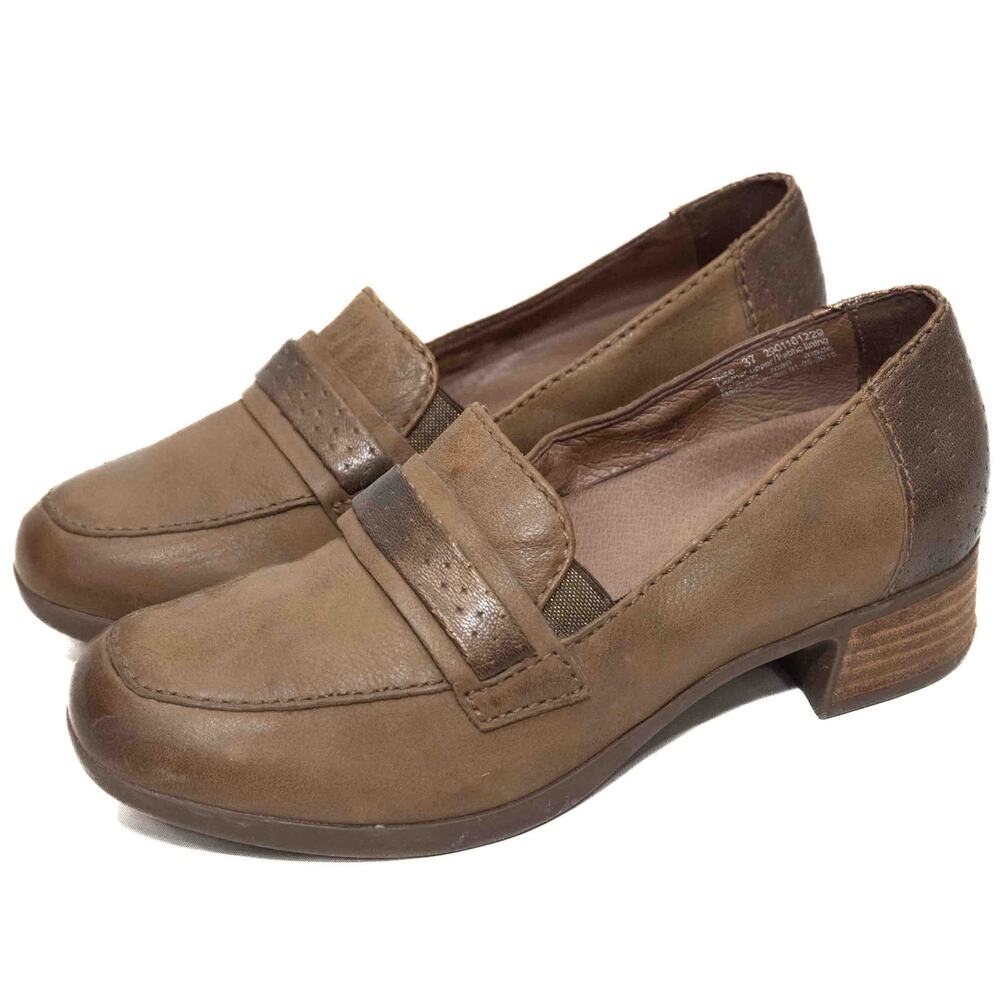 Dansko Lila Brown Burnished Slip On Penny Loafers Flats Shoes Size 37 US 6.5-7